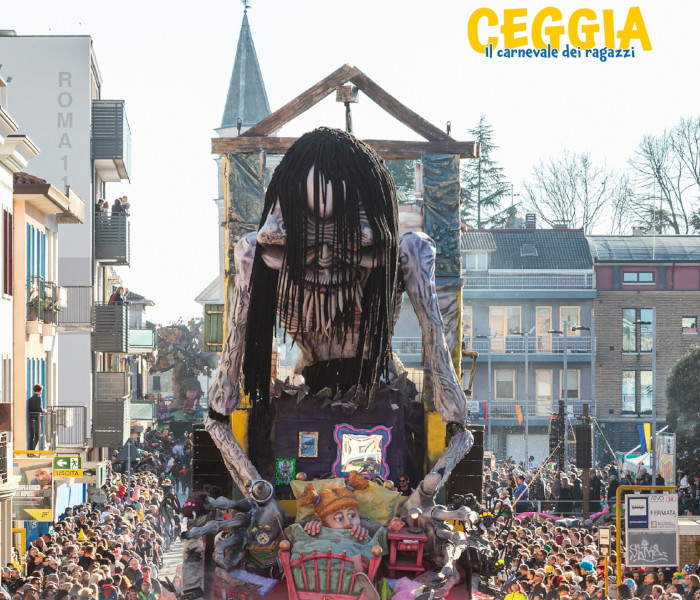 carro mascherato vincitore del Carnevale dei Ragazzi a Ceggia